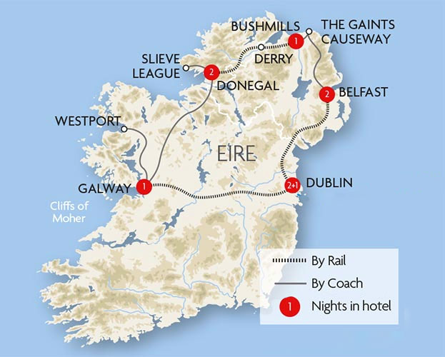 giants causeway tour map