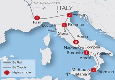 top to toe of italy tour great rail journeys what is the size of italy
