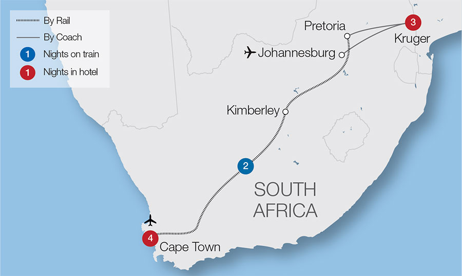 Blue Train Route Map Tour | Cape Town, The Blue Train &Amp; Kruger National Park | Great Rail  Journeys | Bkj20