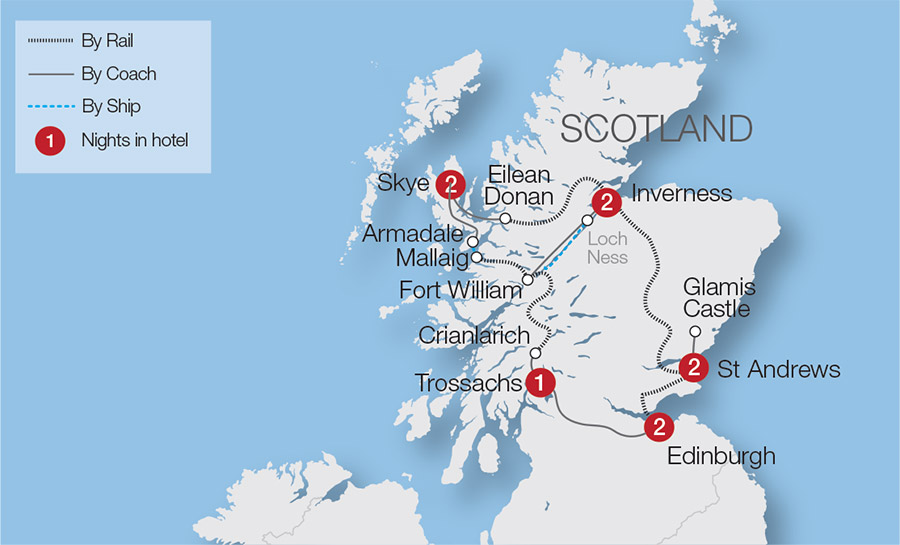 The Grand Tour Scotland Route Map Tour | Grand Tour Of Scotland | Great Rail Journeys | Shp19