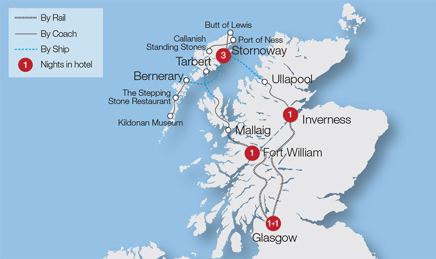 tourhub | Great Rail Journeys | The Outer Hebrides and The Highlands | OHS22 | Route Map
