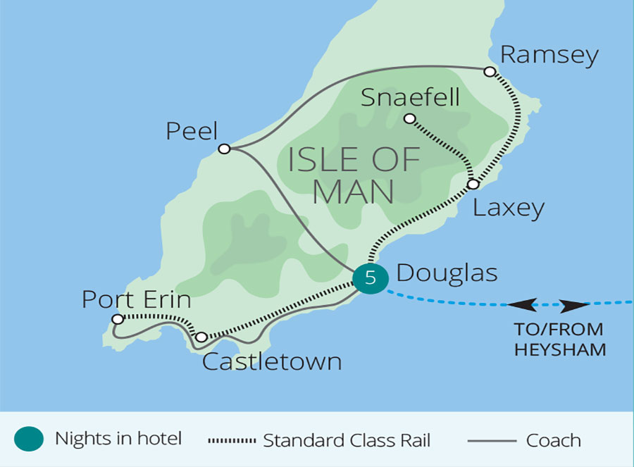 tourhub | Great Rail Journeys | Vintage Railways of the Isle of Man | MXB21 | Route Map