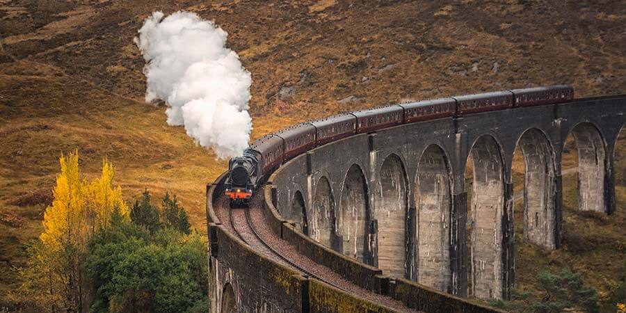 West Highland Line in Glenfinnan, Inverness-shire, Scotland West Highland Line in Glenfinnan, Inverness-shire, Scotland