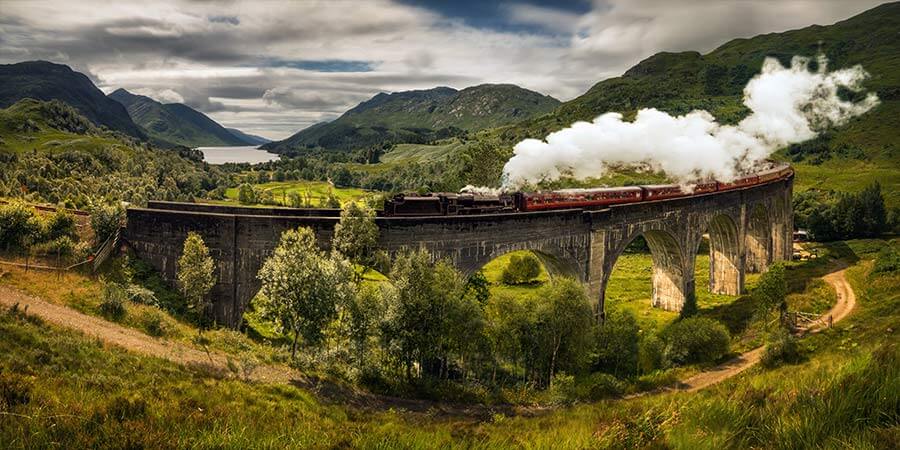 Panorama of Jacobite steam train Panorama of Jacobite steam train