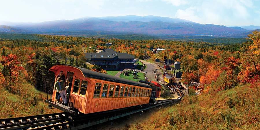 Mt Washinton Cog Railway Foliage Panorama Mt Washinton Cog Railway Foliage Panorama