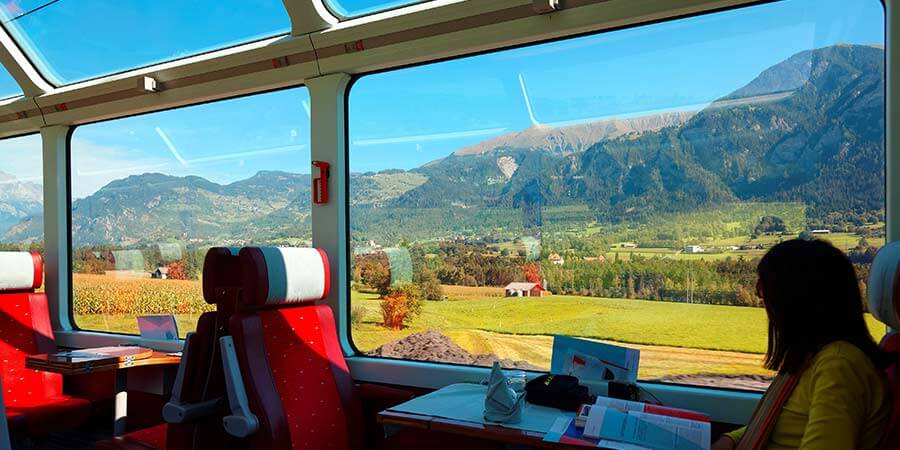 Panoramic windows on the Glacier Express Panoramic windows on the Glacier Express