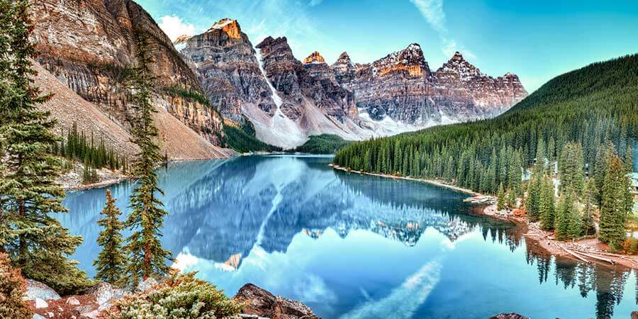 Moraine lake panorama in Banff National Park Moraine lake panorama in Banff National Park