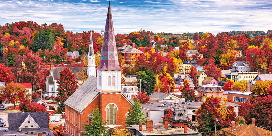 Montpelier, Vermont, USA town skyline in autumn Montpelier, Vermont, USA town skyline in autumn