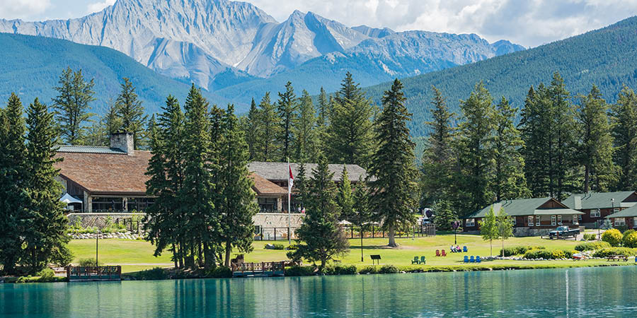 Jasper Park lodge and mountains Jasper Park lodge and mountains