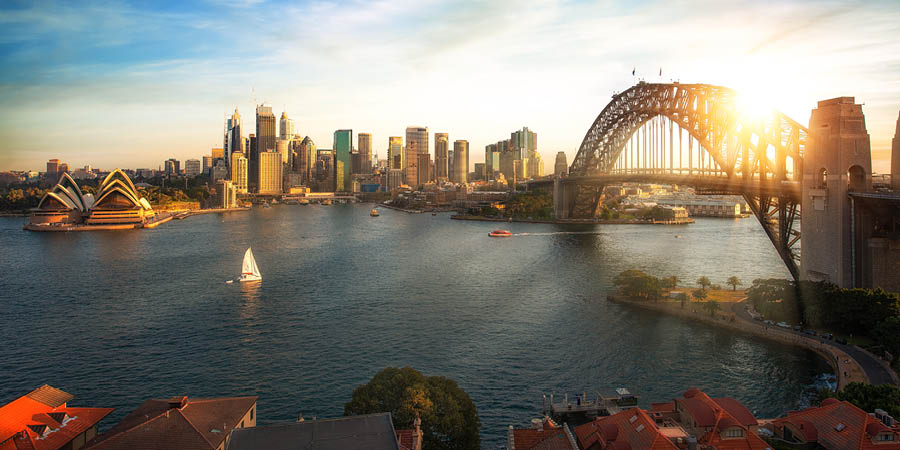 Savoring lunch during a Sydney Harbour cruise