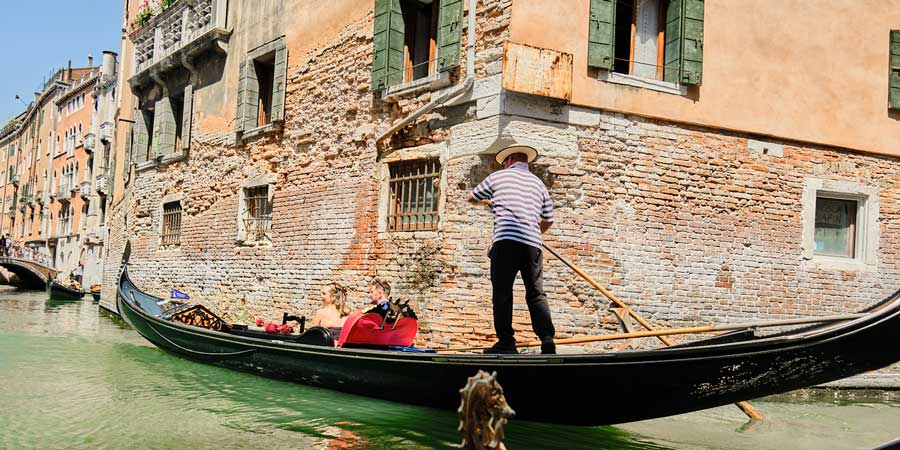 A traditional Venice gondola.